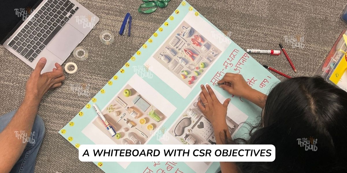 A whiteboard with CSR objectives